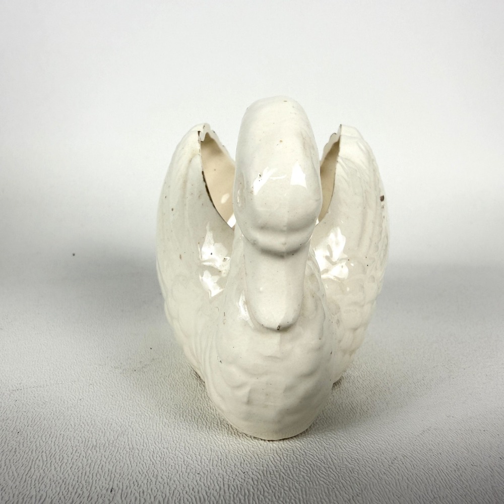 Vintage Swan Planter Ceramic Figurine Japan White Cottagecore Decor - Picture 4 of 8